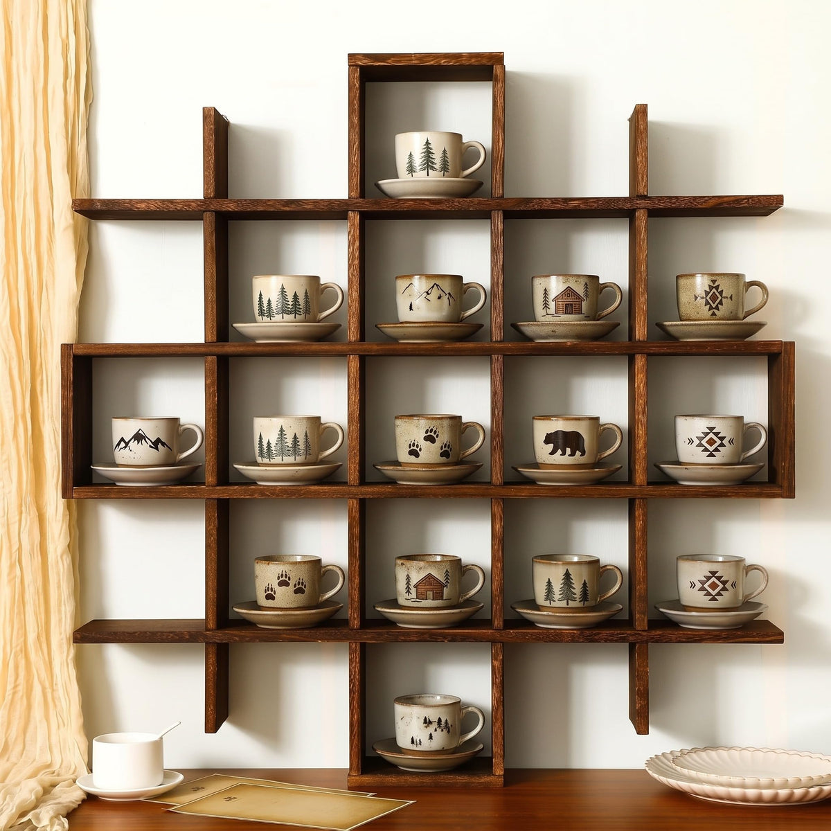 Rustic Wood Wall Display Shelf