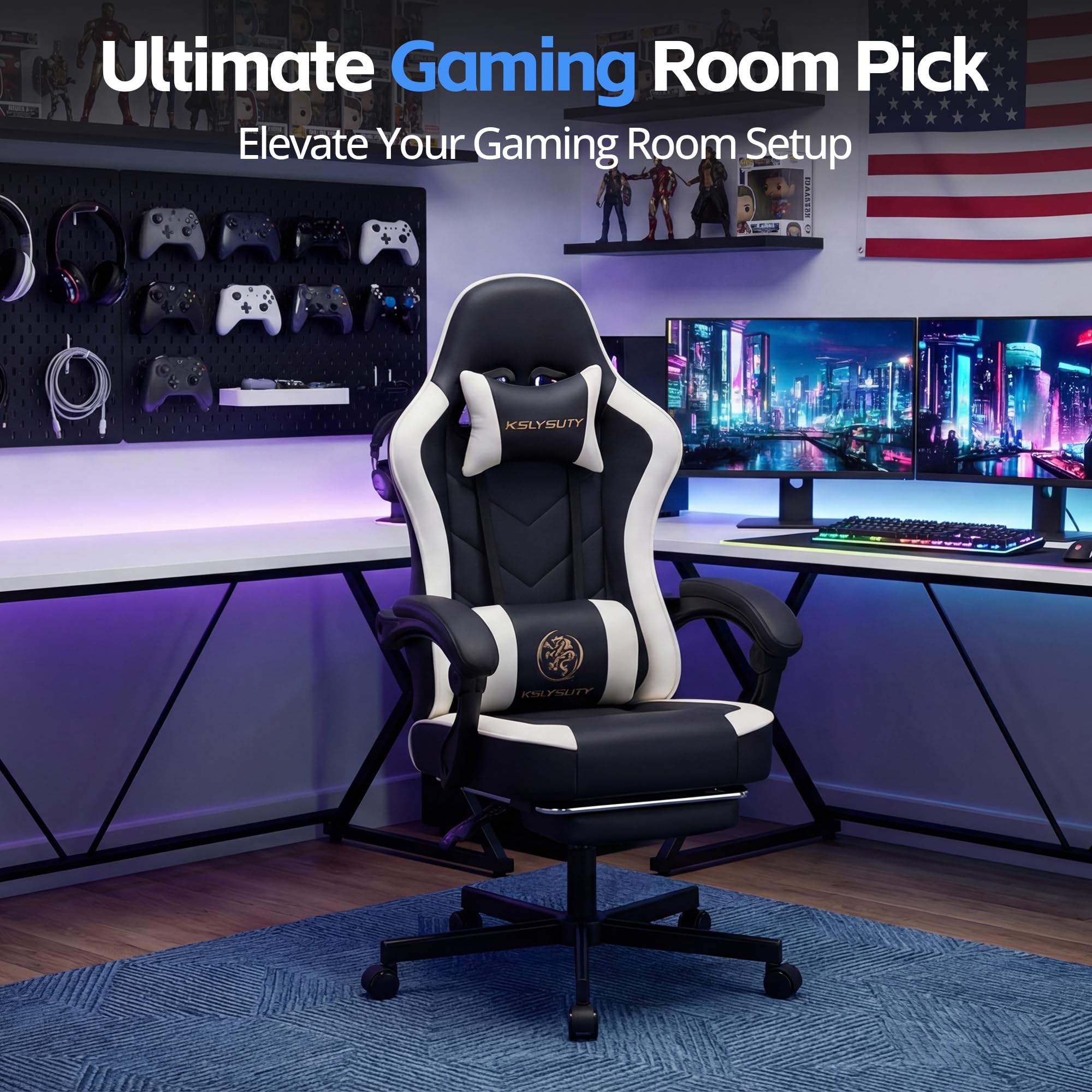 Ergonomic Gaming Chair with Footrest & Lumbar Support