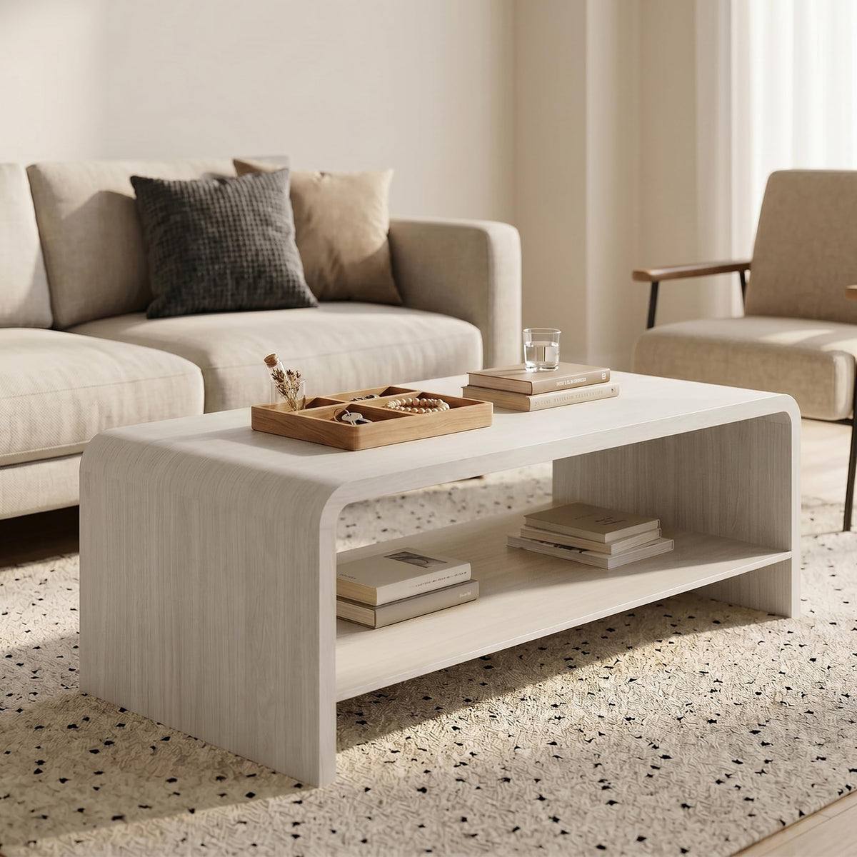 Curved Coffee Table with Storage