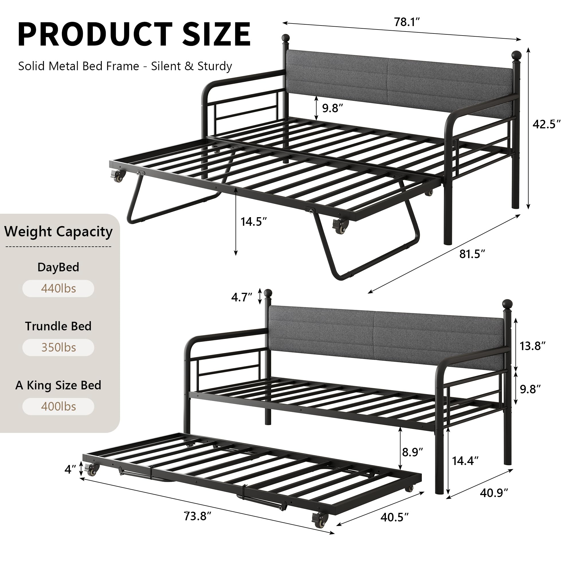 Twin to King Daybed with Pop-Up Trundle