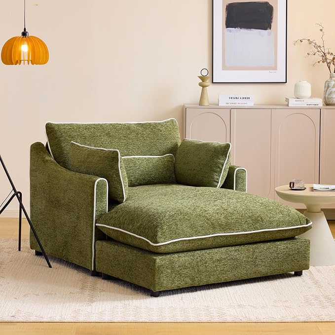 Oversized Chenille Chaise Lounge