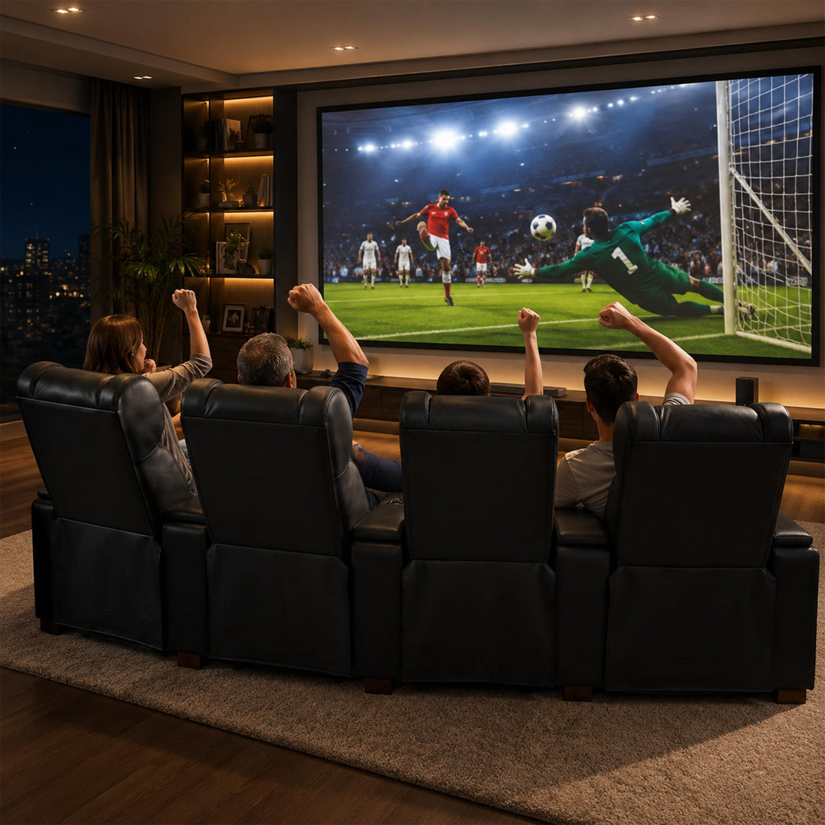 CALIVIA Curved Home Theater Seating with Airbag Massage & Heat
