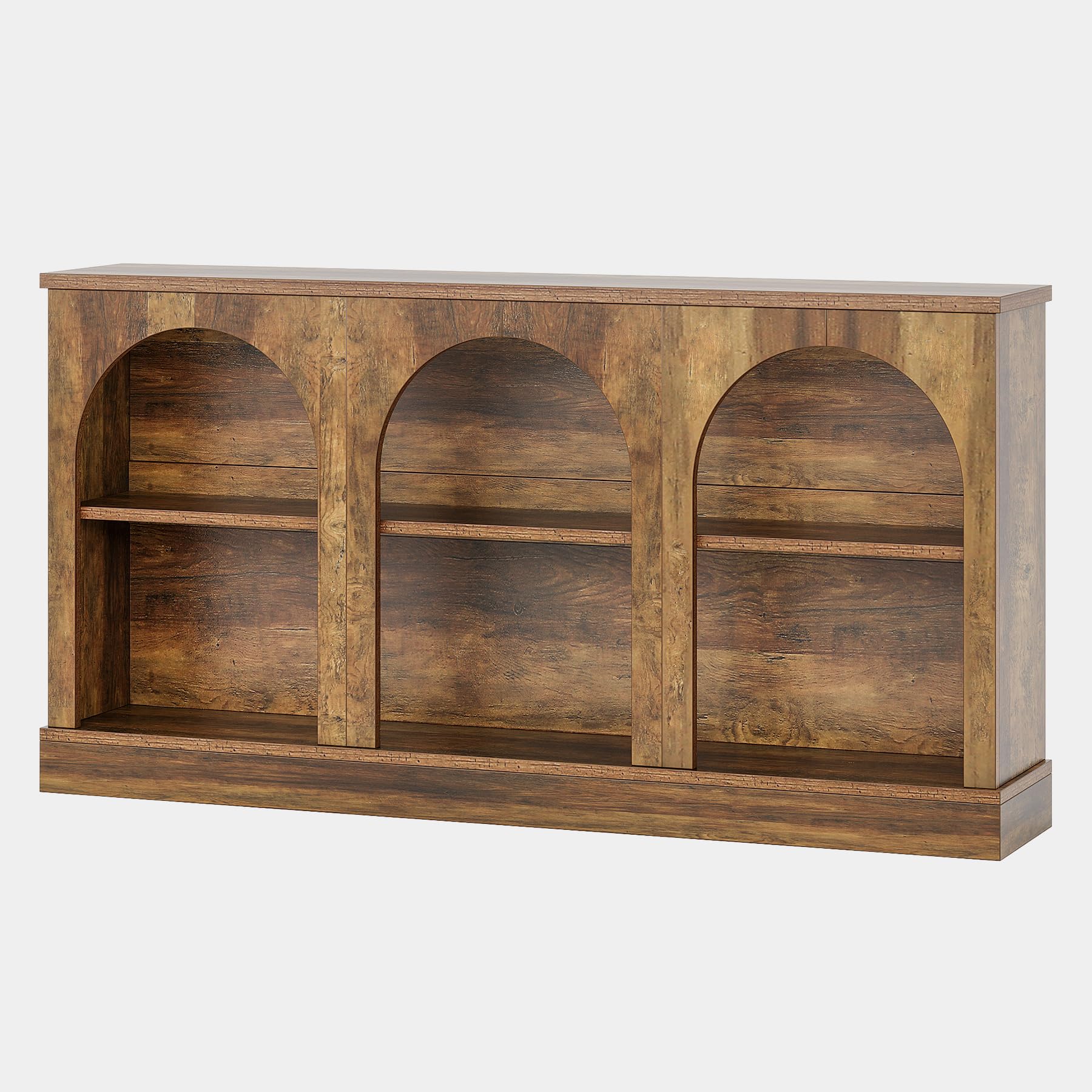 Tribesigns Farmhouse Console Table, 63-Inch Long Entryway Table with 3 Tier Storage, Wooden Rectangular Sofa Table Behind The Couch for Entrance, Hallway, Living Room, Brown