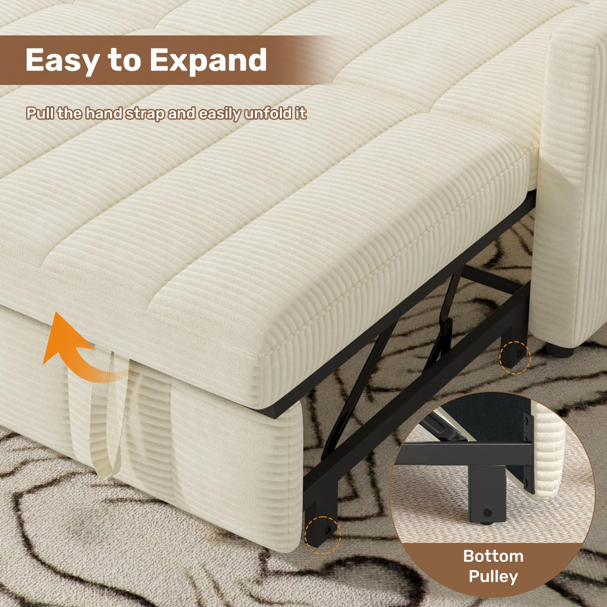 3-in-1 Convertible Loveseat Sofa Bed