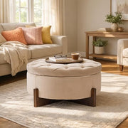32" Round Storage Ottoman with Reversible Lid & Hidden Storage