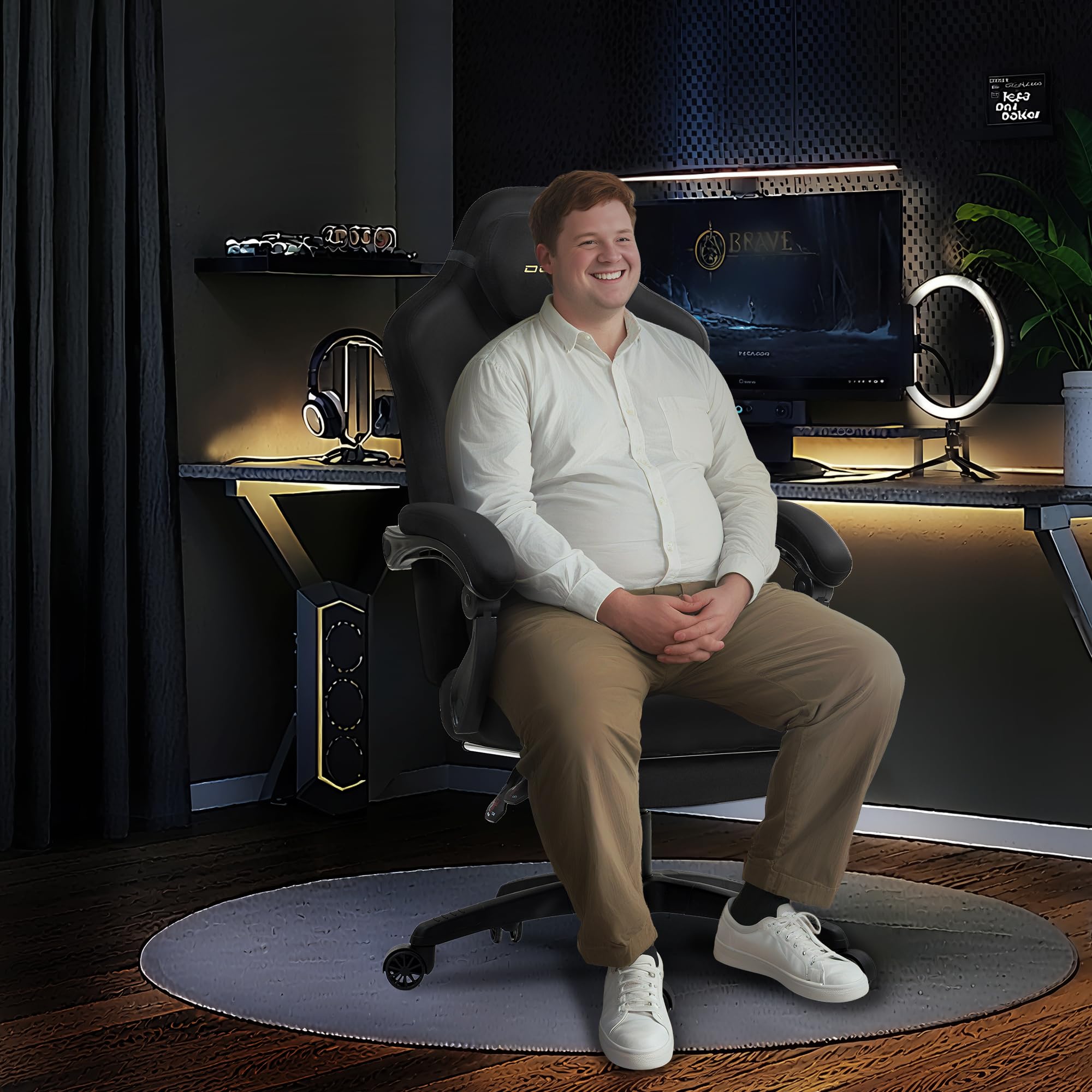 Ergonomic Gaming Chair with Footrest & Pocket Spring Cushion