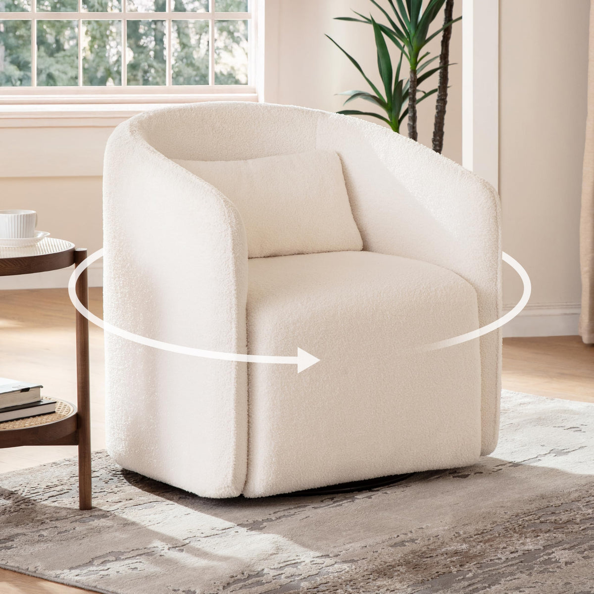Boucle Swivel Storage Chair