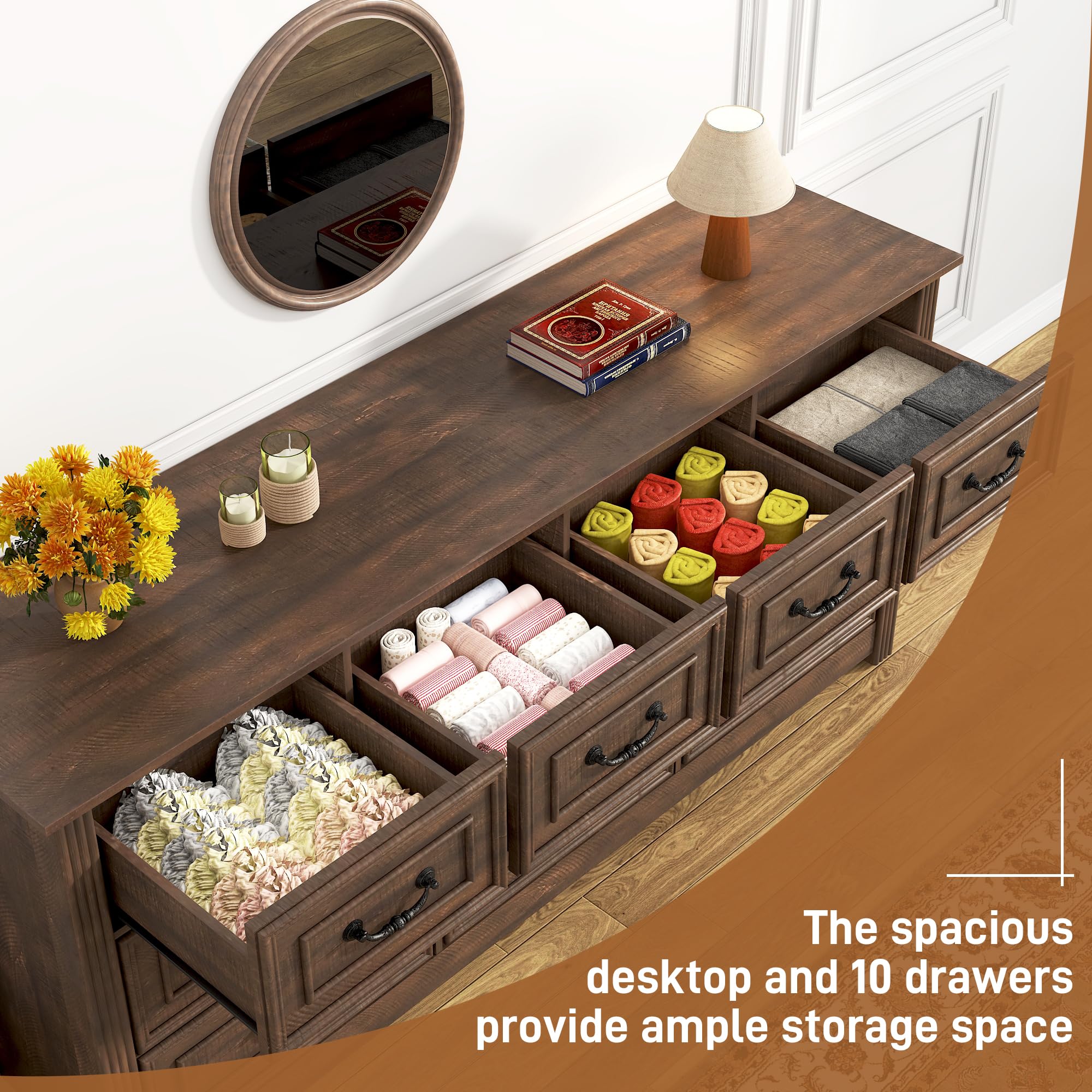 12-Drawer Farmhouse Dresser, 63"W