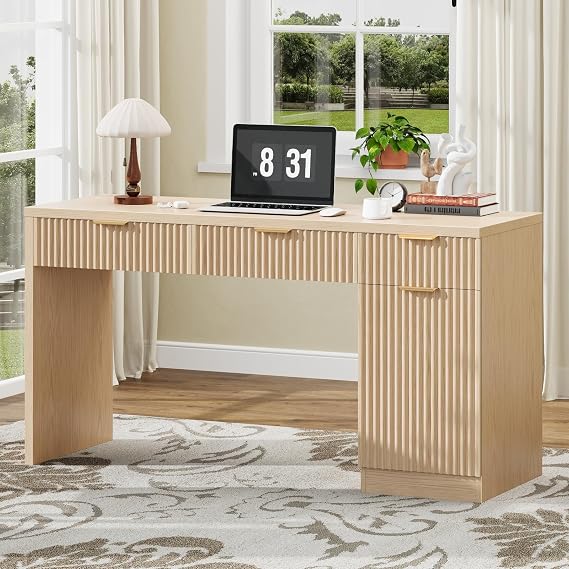 Fluted Executive Desk with Cabinet