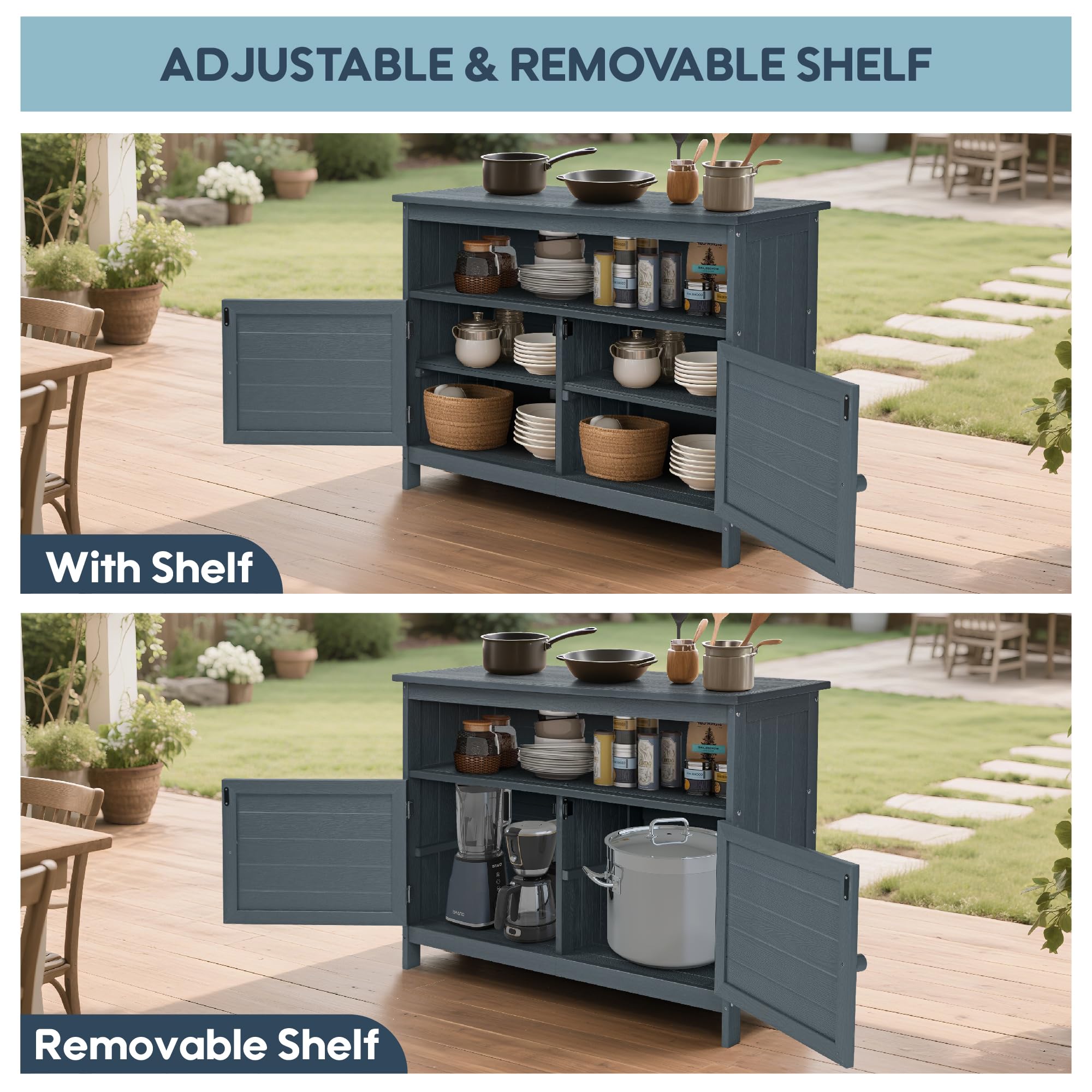 Outdoor Storage Cabinet with Magnetic Doors
