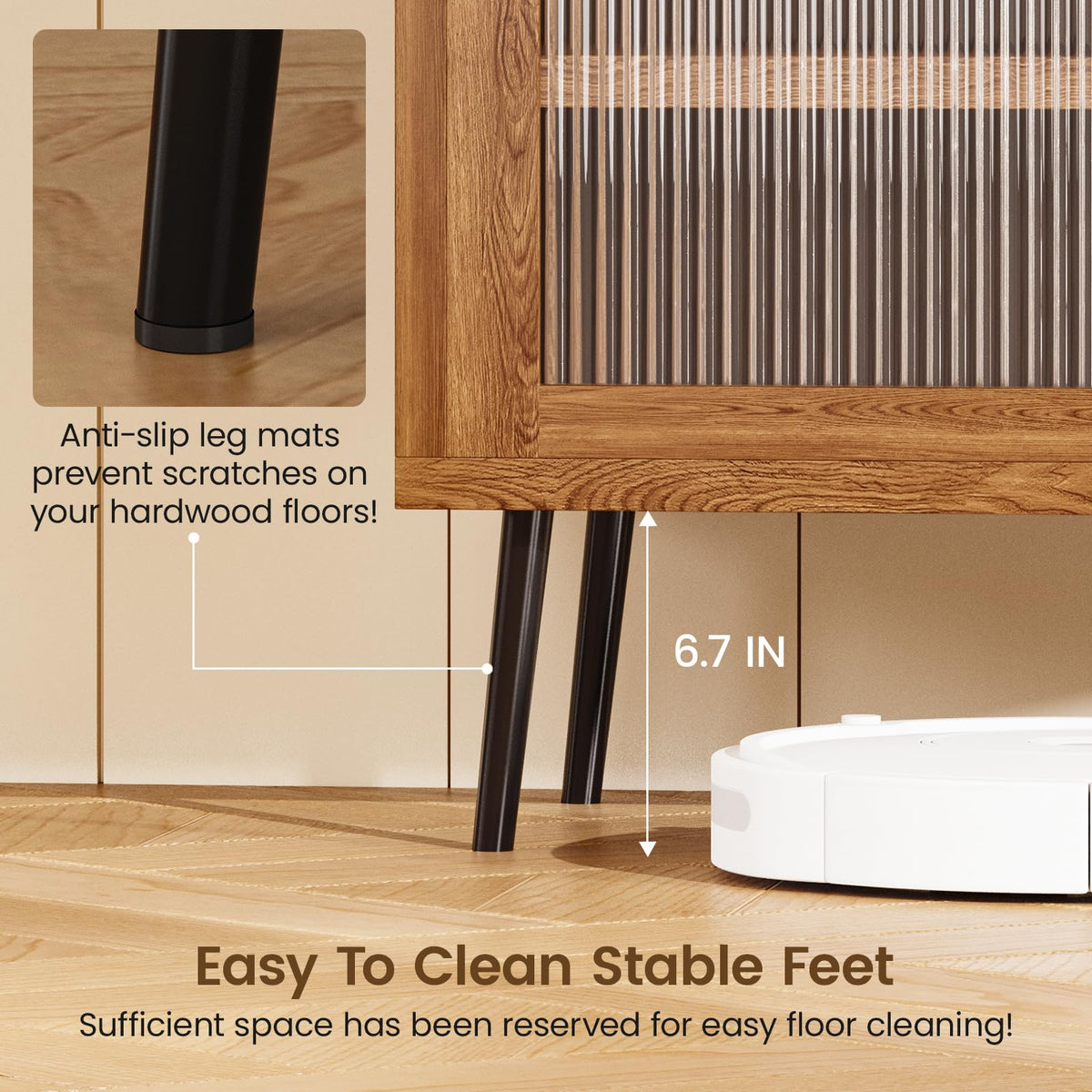 Regmuse Wood Sideboard Cabinet - Slim Buffet Cabinet with Storage & Drawers