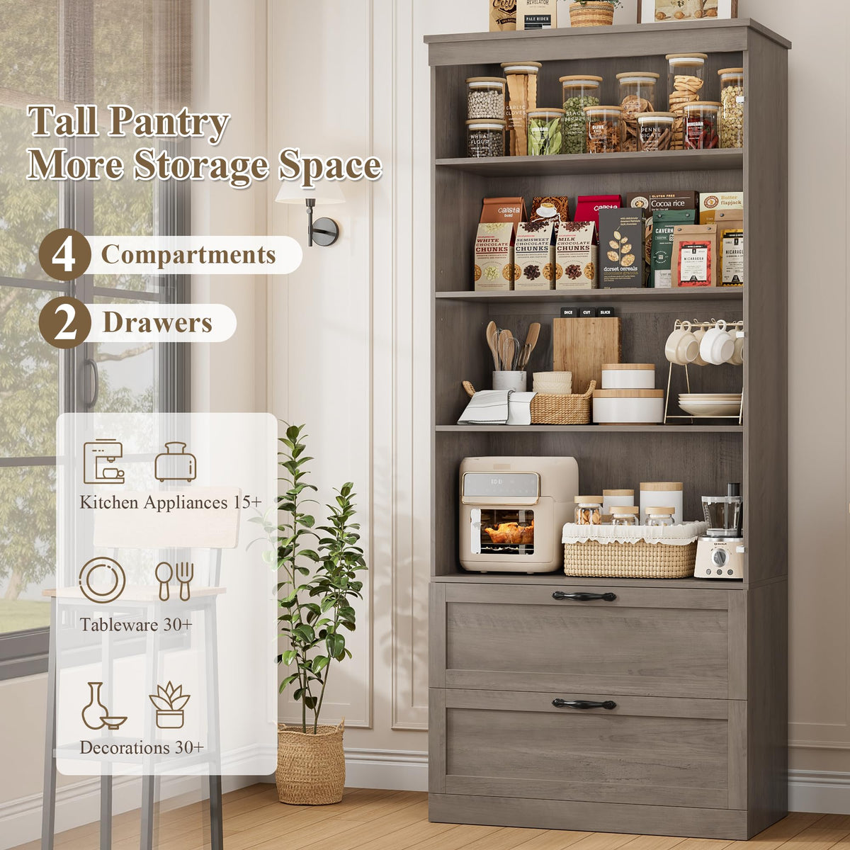 Farmhouse Pantry Cabinet with Drawers