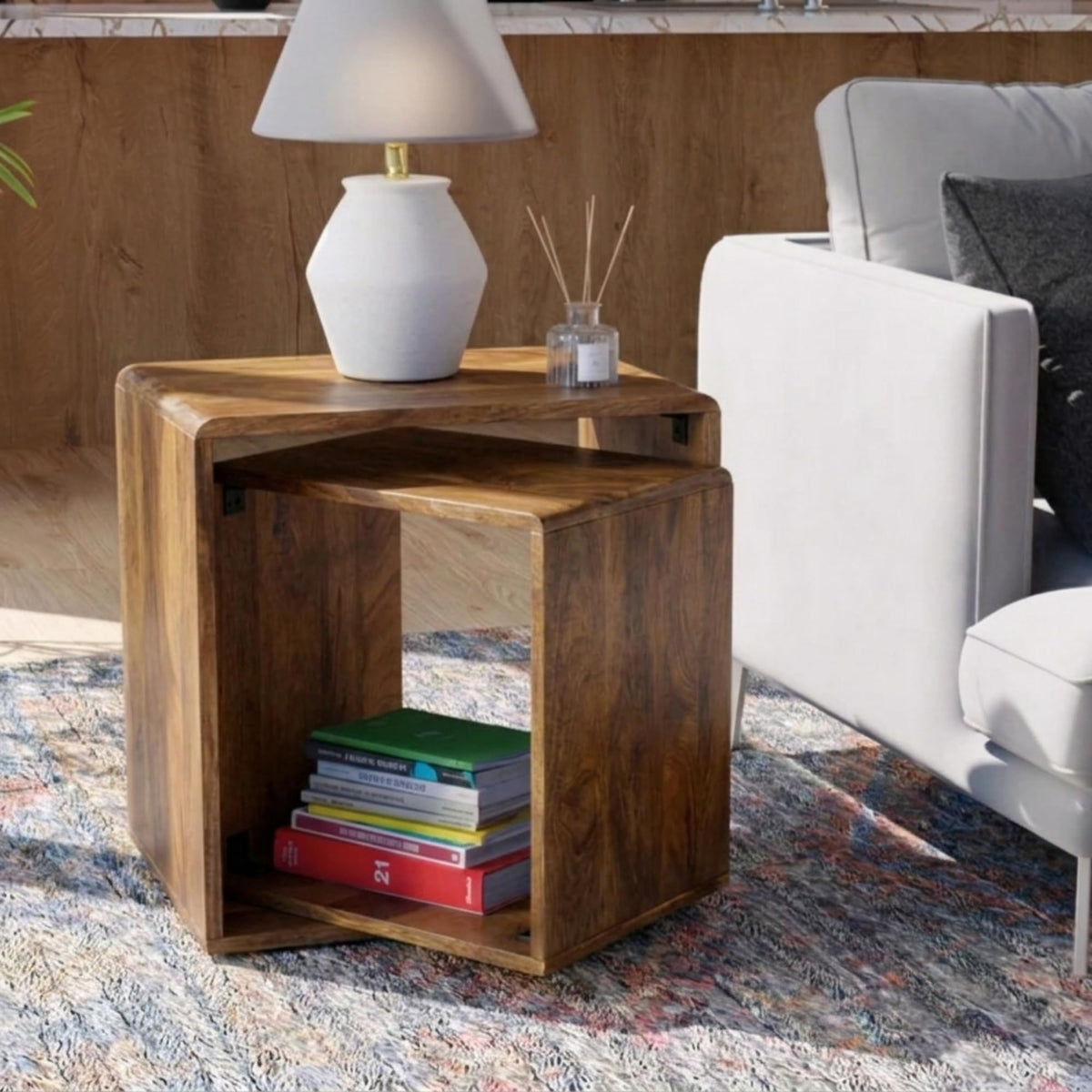 Solid Wood Nesting Tables, Set of 2