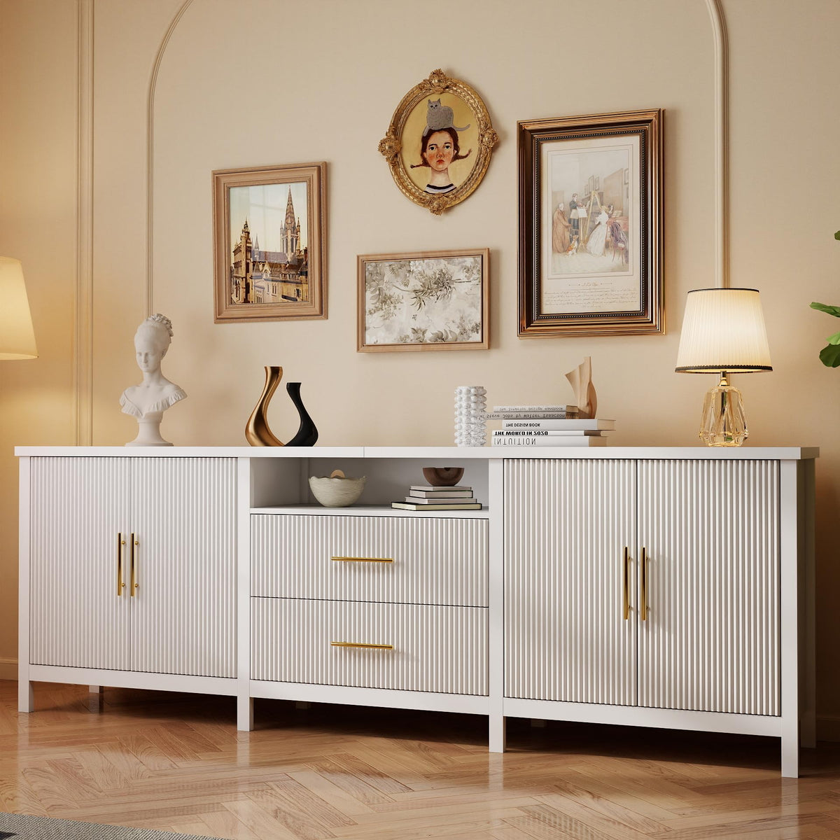 White TV Stands for Living Room: 95" Entertainment Center for 100" TVs