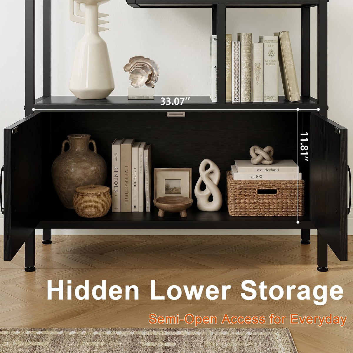 5-Tier Bookcase with Fluted Cabinet
