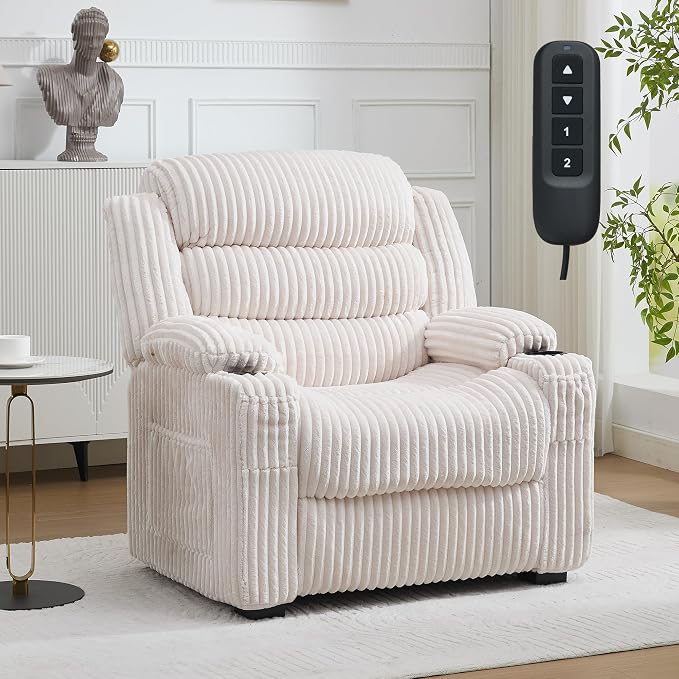 Oversized Corduroy Power Recliner