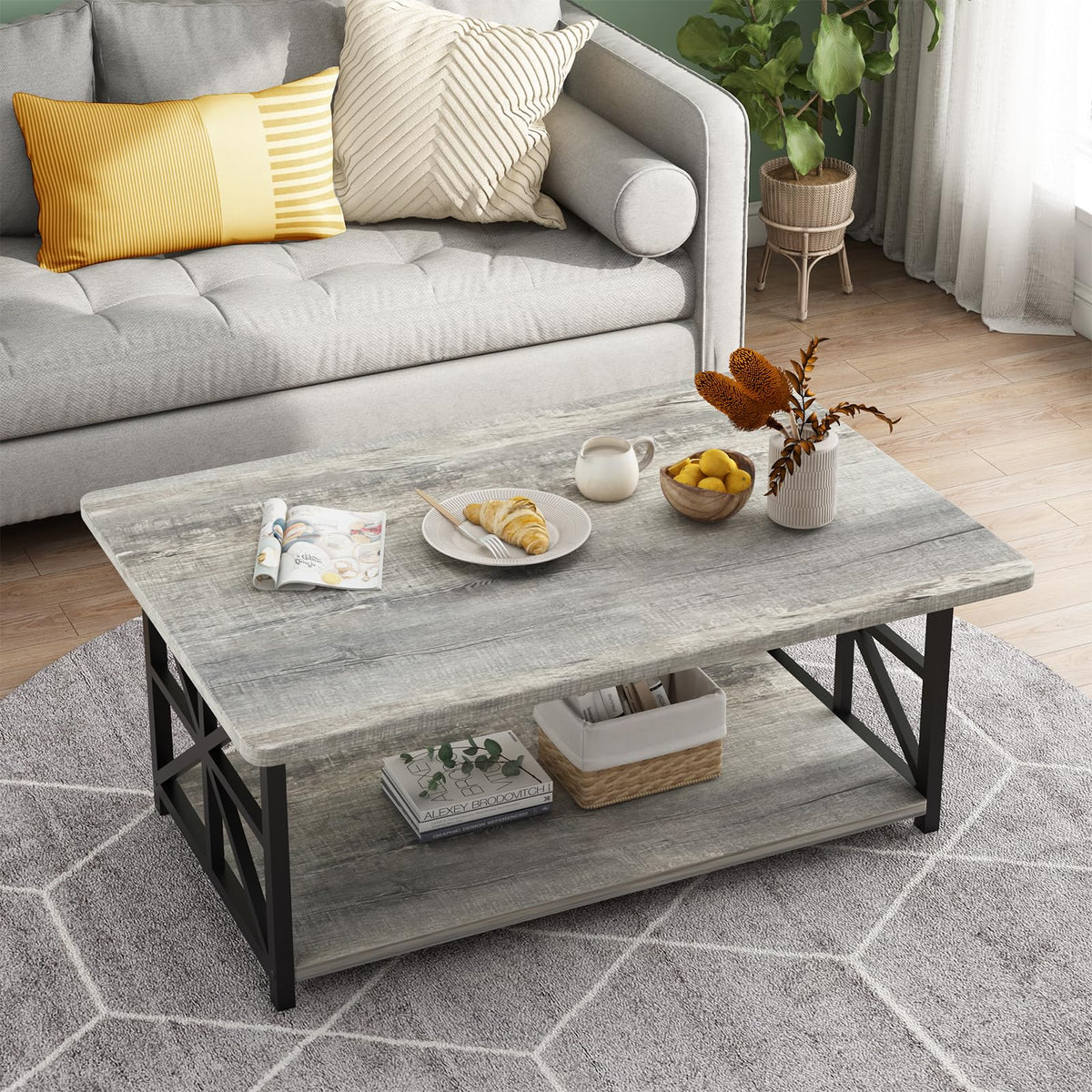 Gray Coffee Table with Storage
