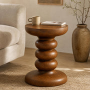 Round Mango Wood End Table