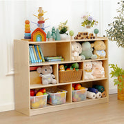 kidi house Kids Bookshelf and Toy Storage Shelf, Wooden Montessori Bookshelf, 3-Tier Toy Shelves with 7 Cubby, Classroom Furniture, Birch Children Bookcase, Book Shelf for Kids Room, Nursery, Playroom