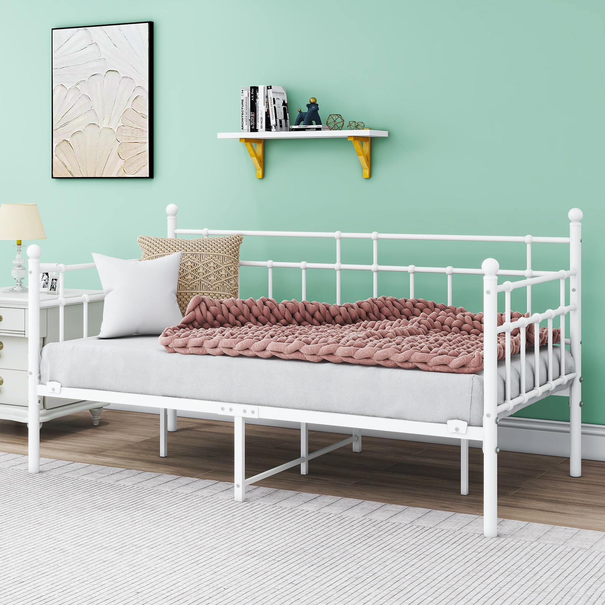 Twin Metal Daybed Frame with Steel Slats