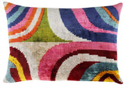 Silk Velvet Throw Pillow 16x24 – Bohemian Ikat, Down Feather Insert