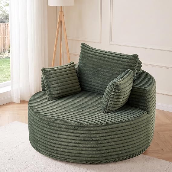 Round Corduroy Lounge Chair