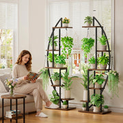 6-Tier Half-Moon Plant Stand with Grow Lights, 2-Pack