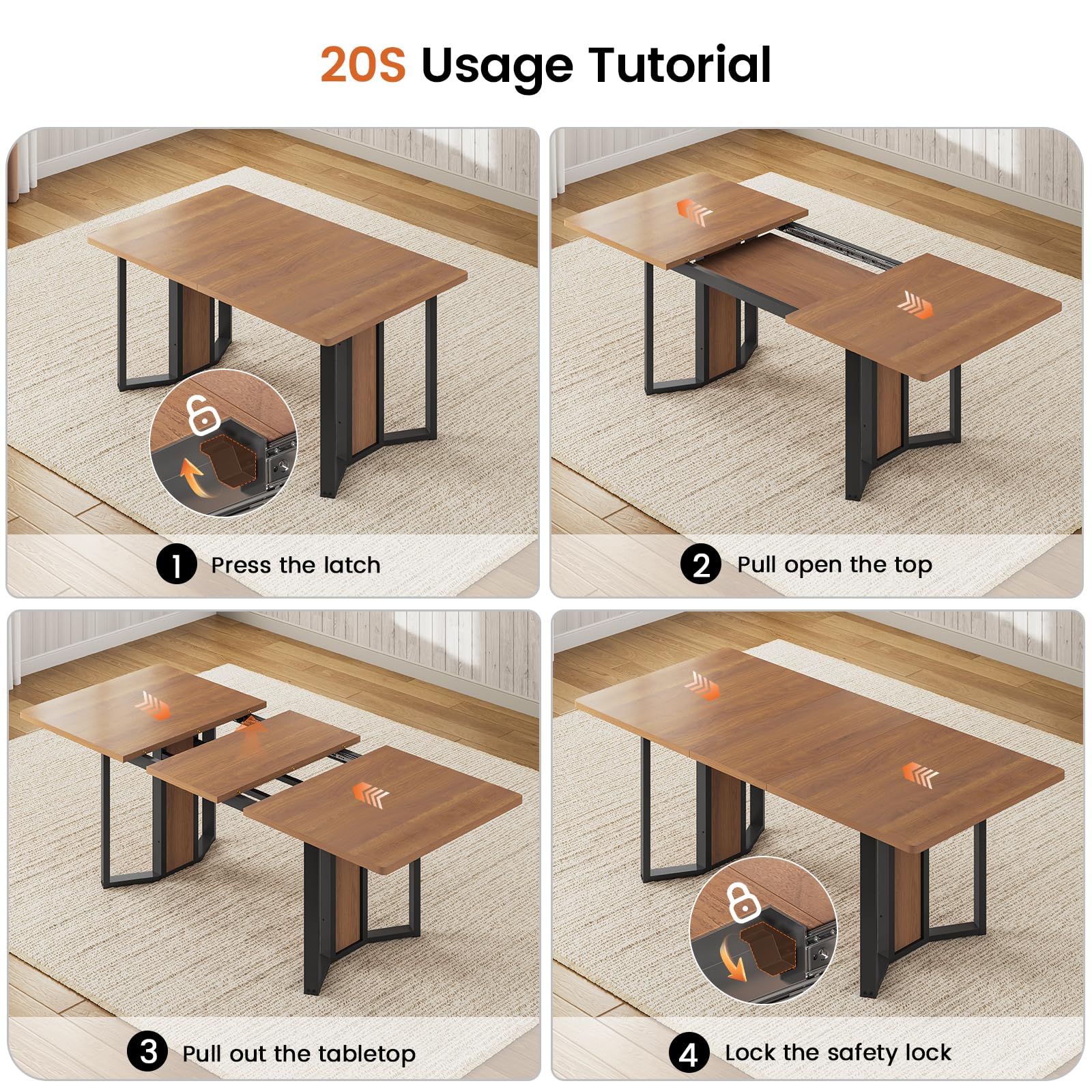 Extendable Dining Table Set for 4-6