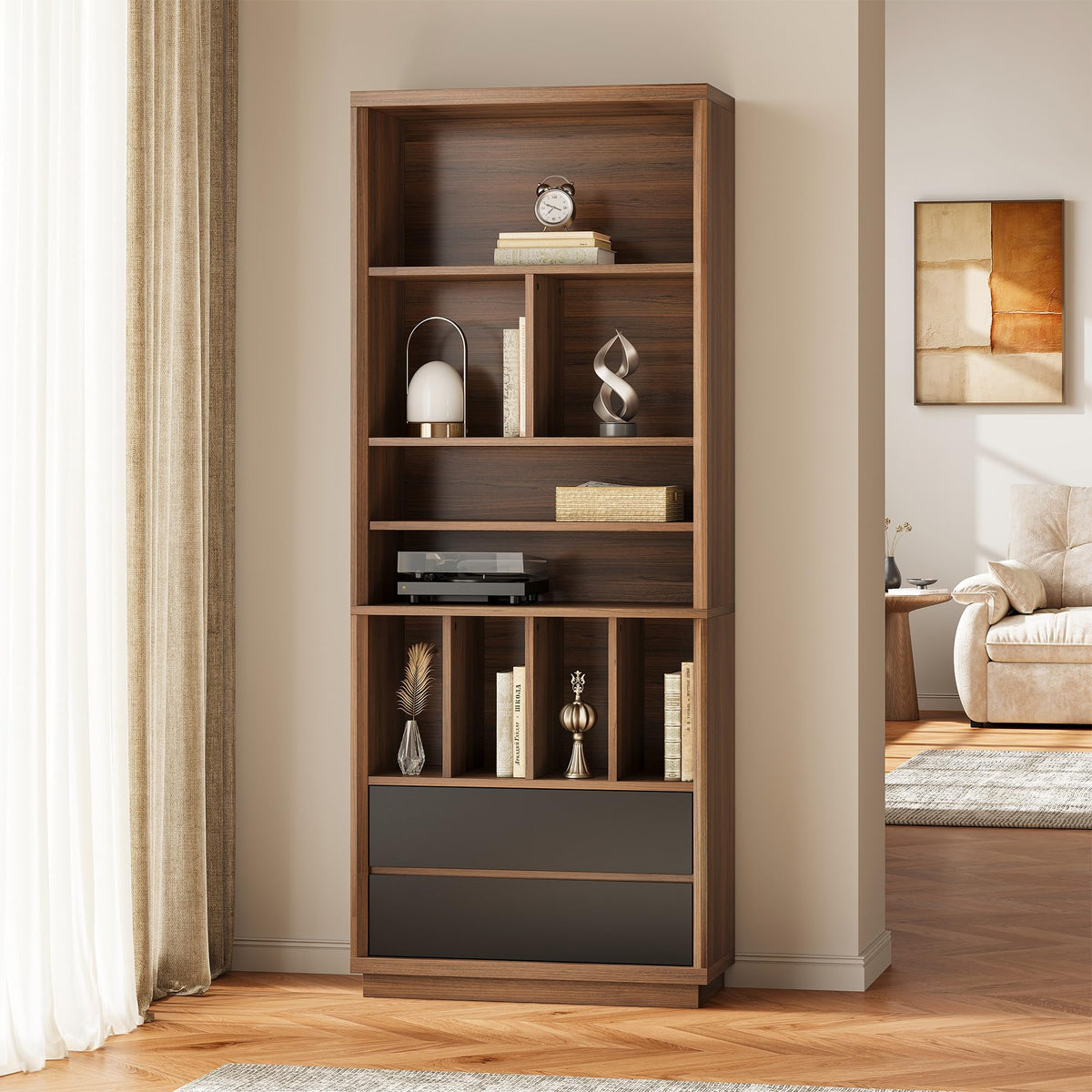 9-Cube Bookcase with Drawers