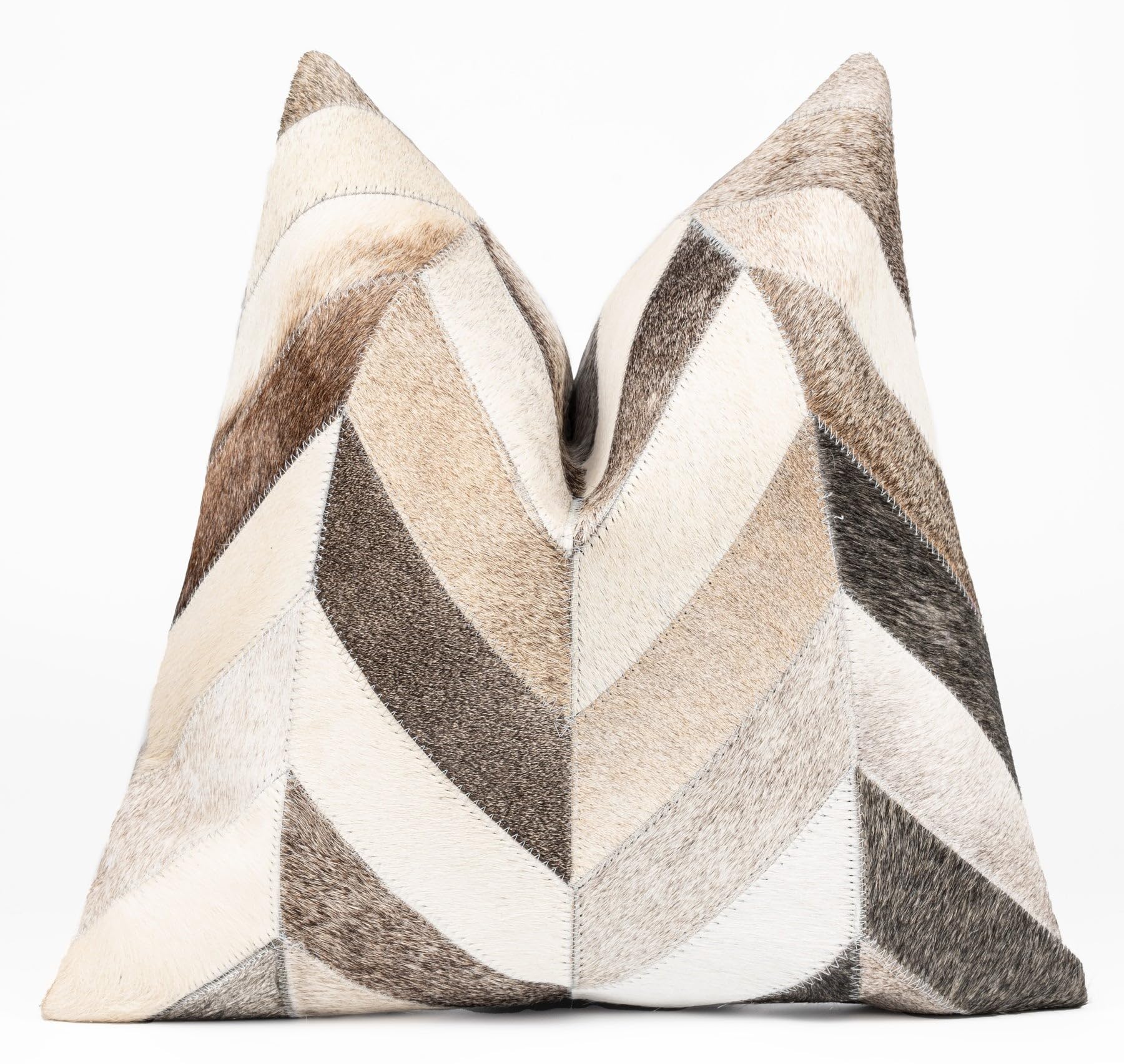 CANVELLO Genuine Cowhide Leather Decorative Throw Pillows - Handmade Patchwork Accent Pillows for Sofa, Couch, Chair - Southwestern Feather Down Insert Included (Square (18"x18"))