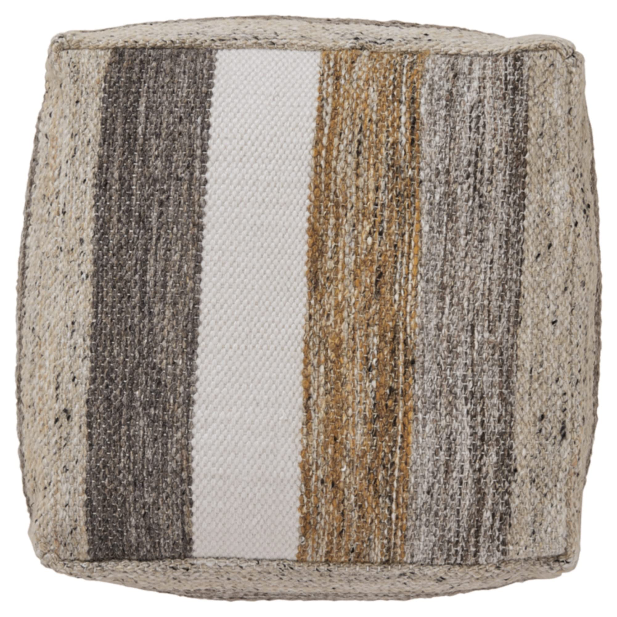 Signature Design by Ashley Josalind 16 Inch Casual Wool Pouf, Gray & Beige