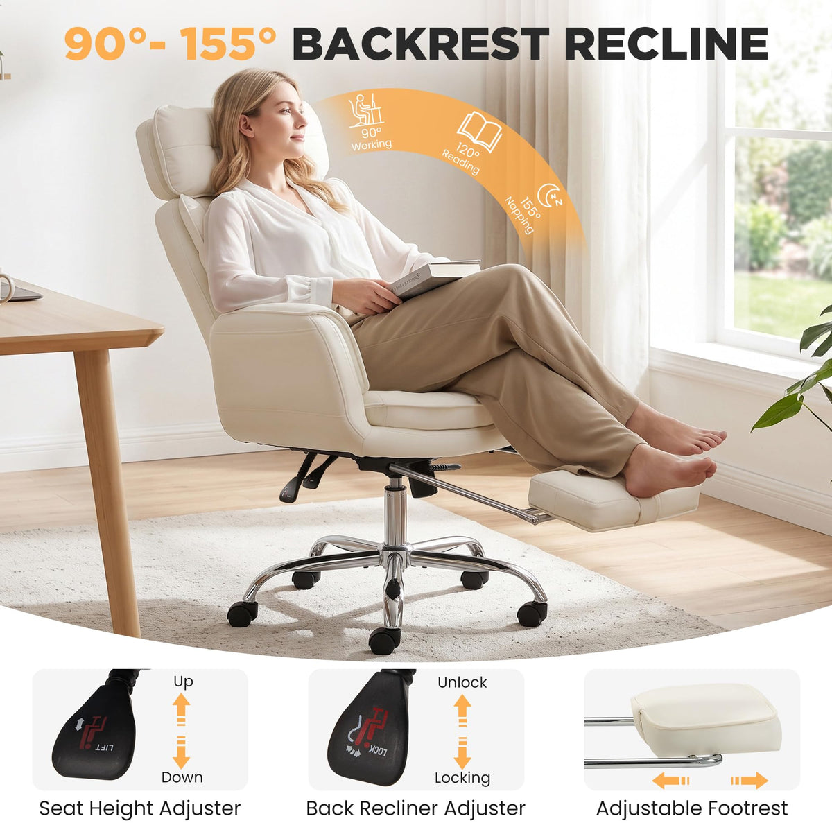 Beige Criss Cross Massage Office Chair