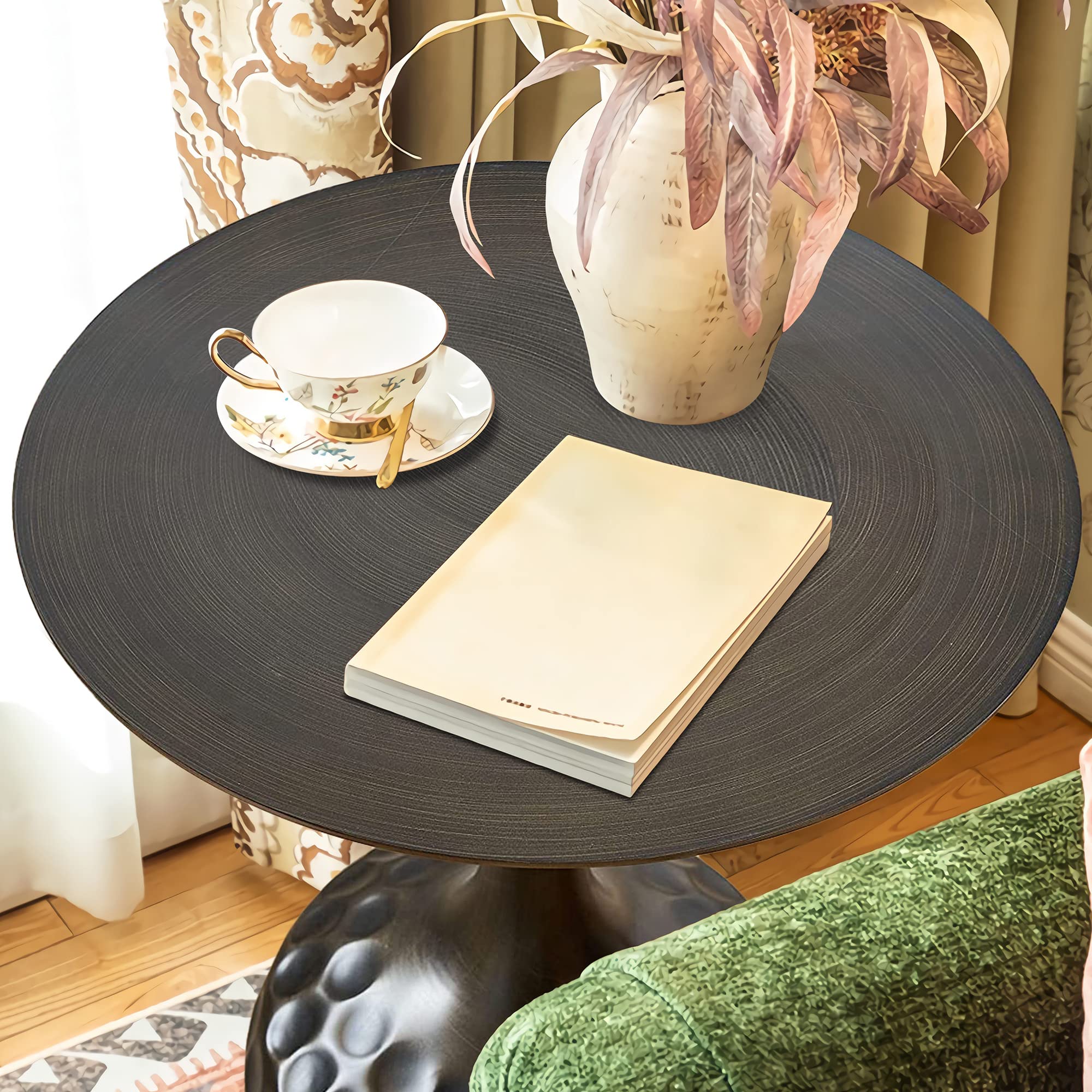 Round Iron Pedestal Accent Table
