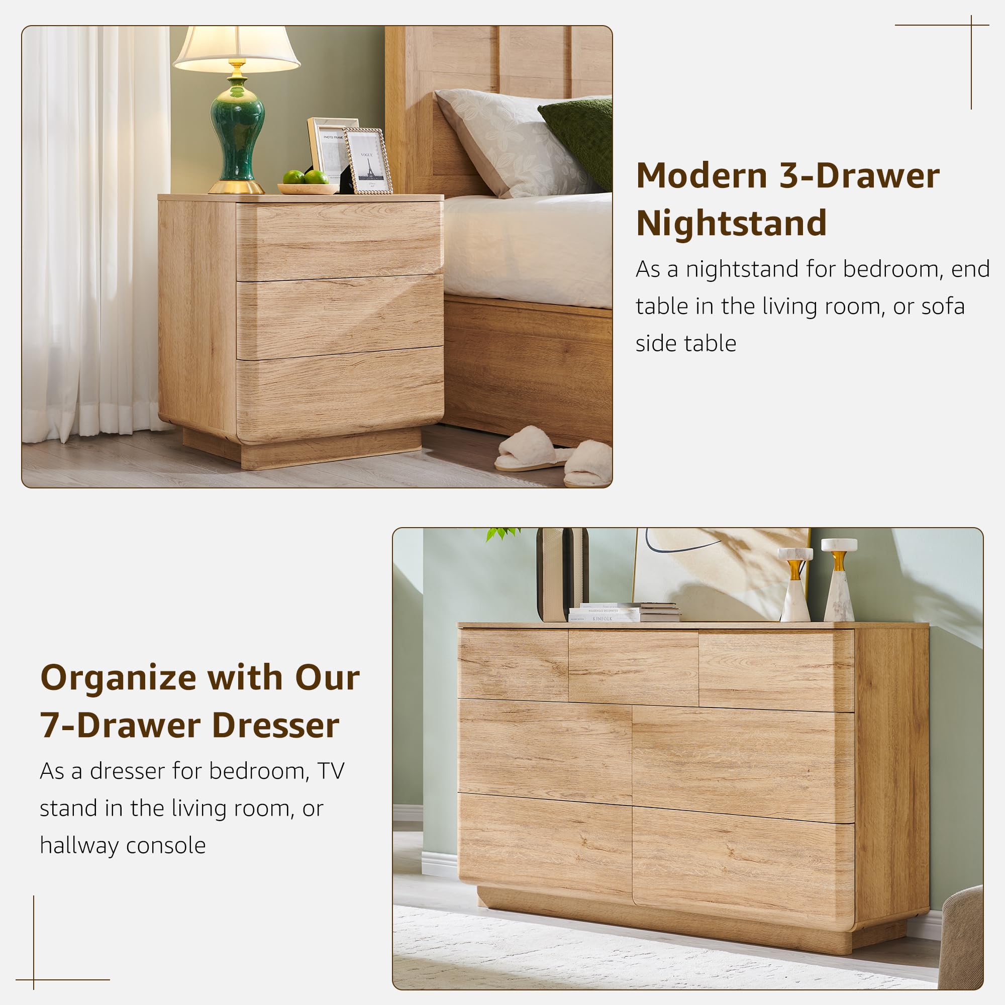 3-Piece Bedroom Set with Dresser & Nightstands