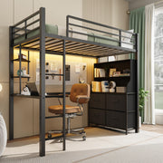 Twin Size Loft Bed with Desk & Storage
