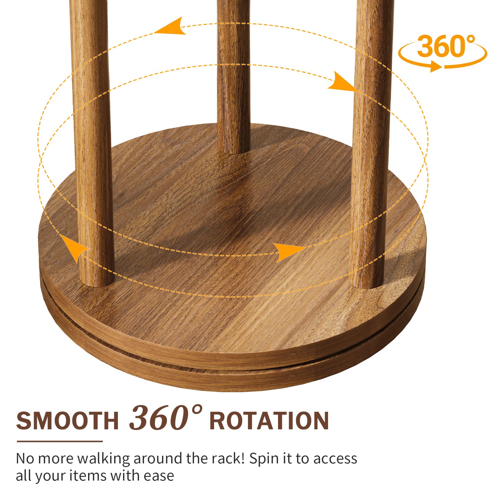 360° Rotating Freestanding Coat Rack with 9 Hooks & 3 Shelves