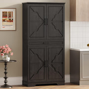 Farmhouse Kitchen Pantry Cabinet with Sliding Racks & Door Storage