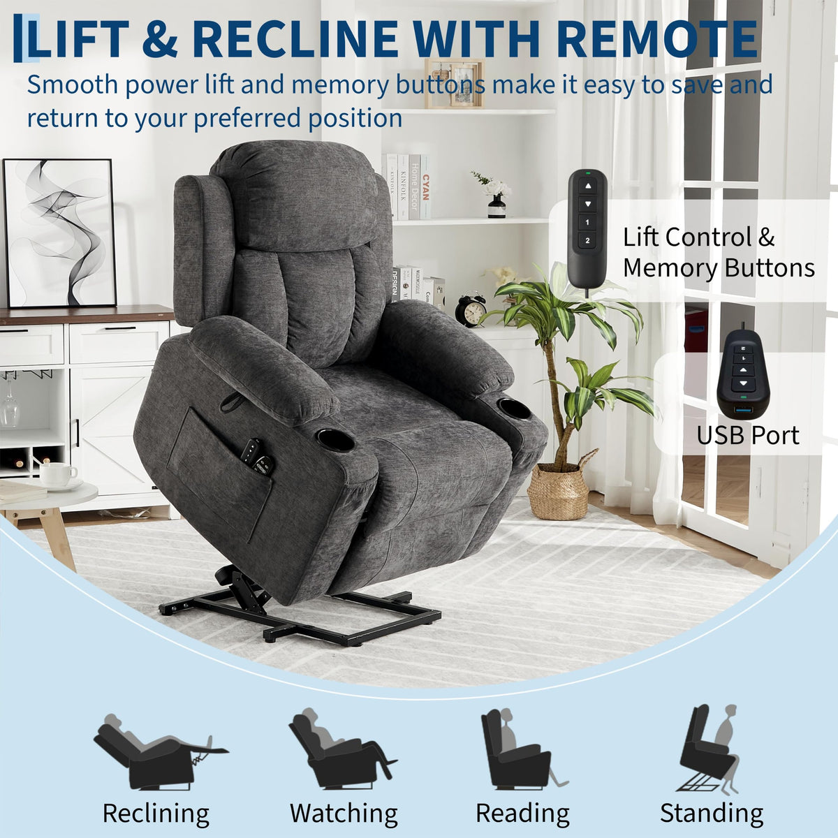 Chenille Power Lift Recliner