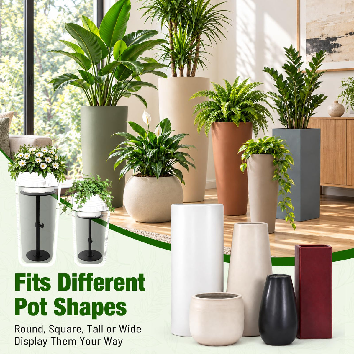 Kalolary Plant Riser for Inside Pot Adjustable Height 6-22"