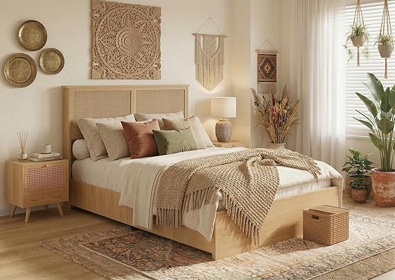 Rattan Bed Frame with LED Lights