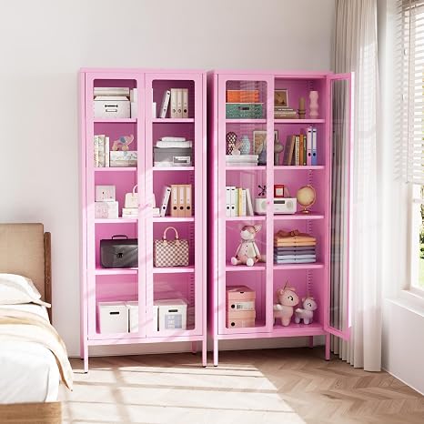 5-Tier Glass Display Cabinet with Metal Frame