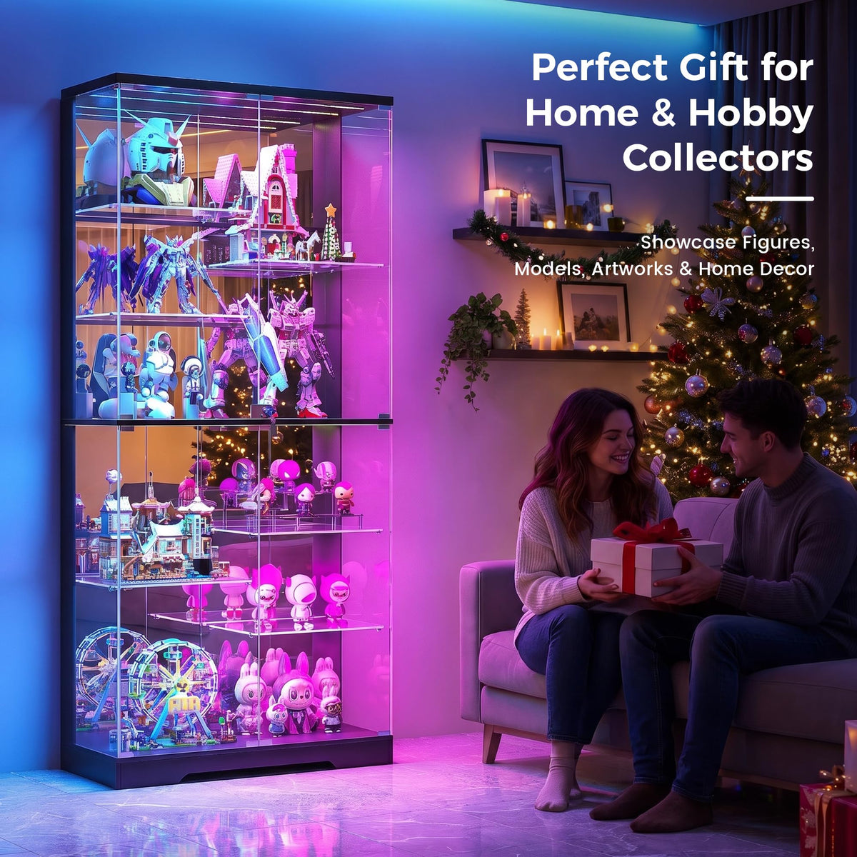 10-Tier RGB Glass Display Cabinet