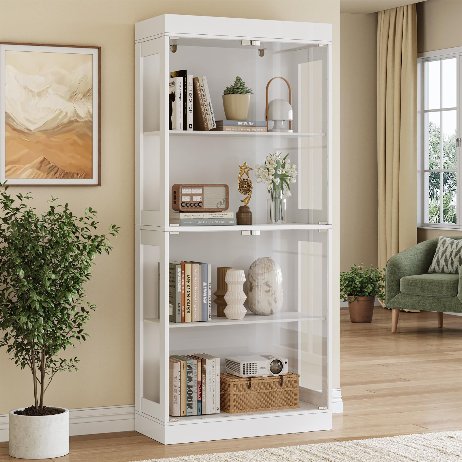 70" Glass Display Cabinet – 4-Tier Curio Cabinet