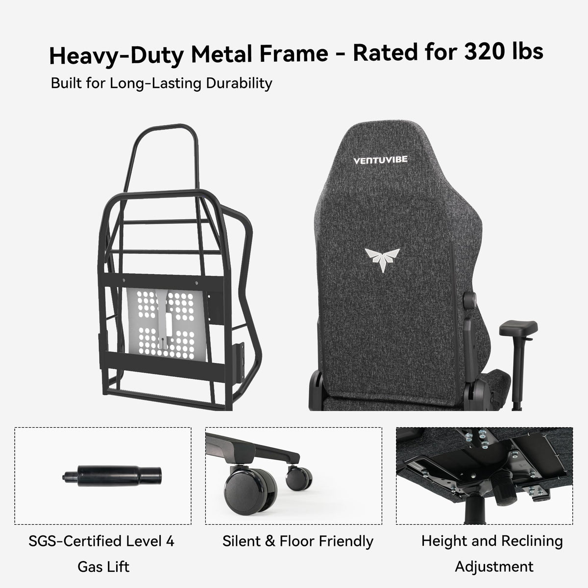 VENTUVIBE Gaming Chair - High Back Ergonomic Computer Chair with Lumbar Support, Video Game Chair-4D Adjustable Armrests,170° Reclining & 320lb Capacity,Game Chair for Home