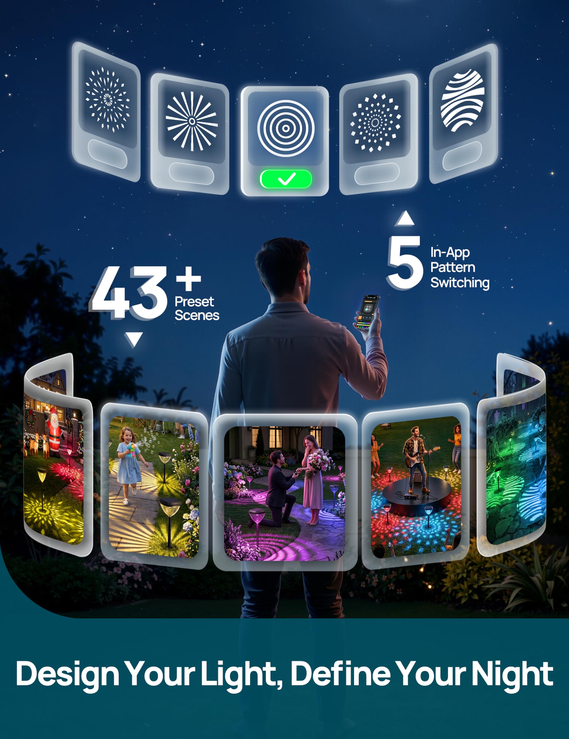 Smart Solar Pathway Lights with App Control