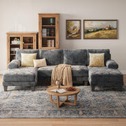 112-Inch U-Shaped Sectional Sofa with Double Chaise