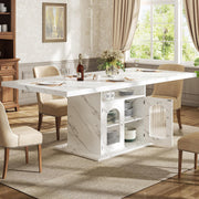 Faux Marble Dining Table with Storage