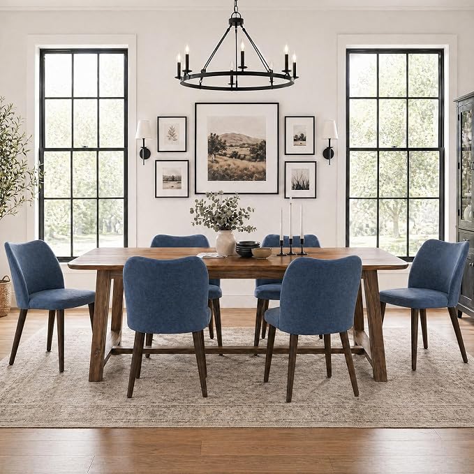 Camel Upholstered Dining Chairs, Set of 6