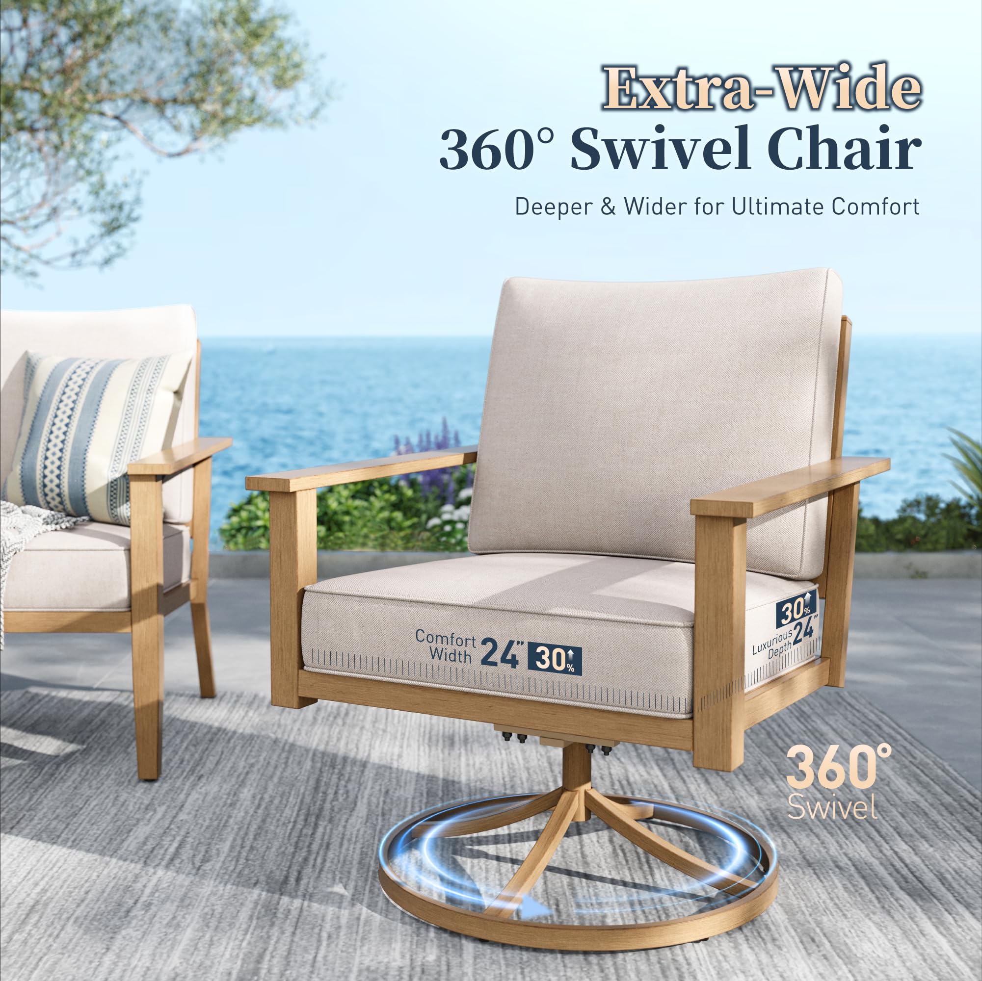 5-Piece Metal Patio Conversation Set with Swivel Chairs