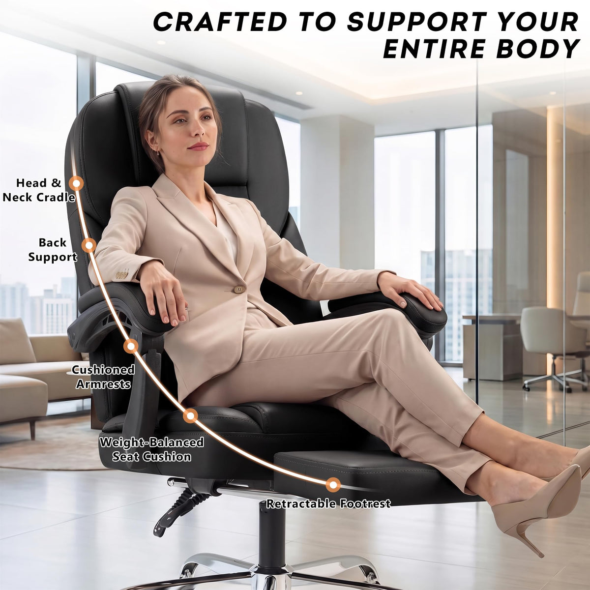 Reclining Massage Office Chair with Footrest